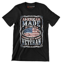 AMERICAN MADE IN THE USA SERVED WITH HONOR VETERAN copy - Veterans Themed T-Shirt-Black-S-Custom One Express