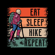 EAT SLEEP HIKE REPEAT - Hiking Themed T-Shirt-Black-S-Custom One Express