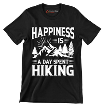 HAPPINESS IS A DAY SPENT HIKING - Hiking Themed T-Shirt-Black-S-Custom One Express