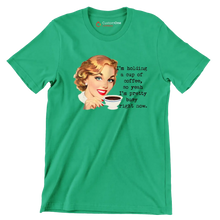 I'm holding a cup of coffee, so yeah I'm pretty busy right now. (2) - Retro Themed T-Shirt-Green-S-Custom One Express