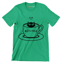Kit-tea - Cat Themed T-Shirt-Green-S-Custom One Express