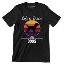 Life is better with dogs - Dog Themed T-Shirt-Black-S-Custom One Express