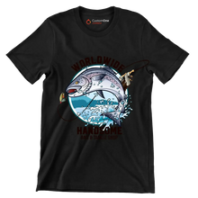 Worldwide handsome bait & tackle shop - Fishing Themed T-Shirt-Black-S-Custom One Express