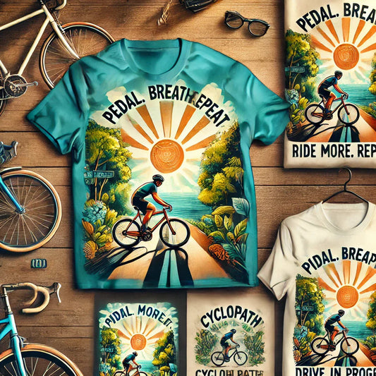 bicycle T-shirts, cycling shirts, bike-themed apparel, funny bike T-shirts, road cycling tees, MTB shirts, bike club shirts, cyclist gifts, eco-friendly shirts, custom cycling T-shirts