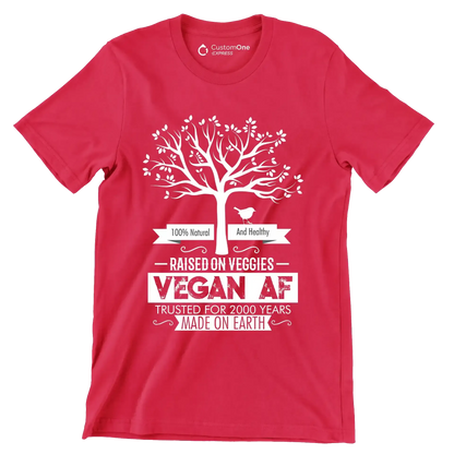 100% Natural and healthy raised on veggies vegan af trusted for 2000 years made on earth - Vegan Themed T-Shirt-Red-S-Custom One Express