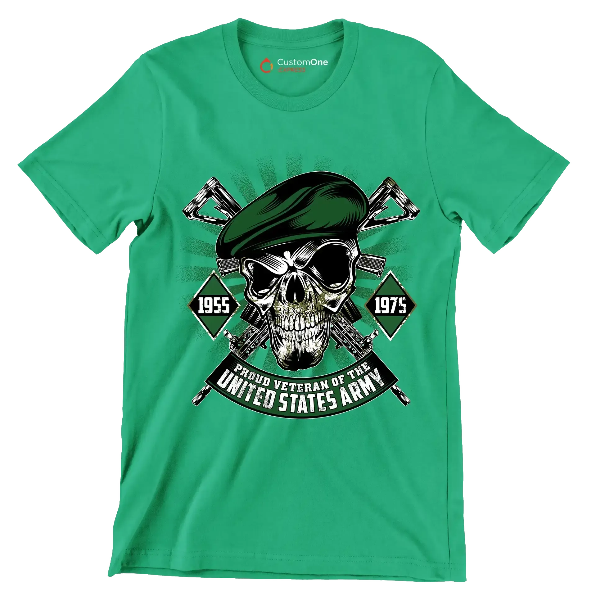 1955 1975 proud veteran of the united states army - Veterans Themed T-Shirt-Green-S-Custom One Express