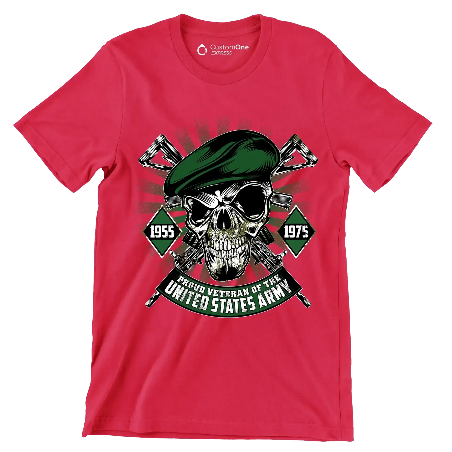 1955 1975 proud veteran of the united states army - Veterans Themed T-Shirt-Red-S-Custom One Express