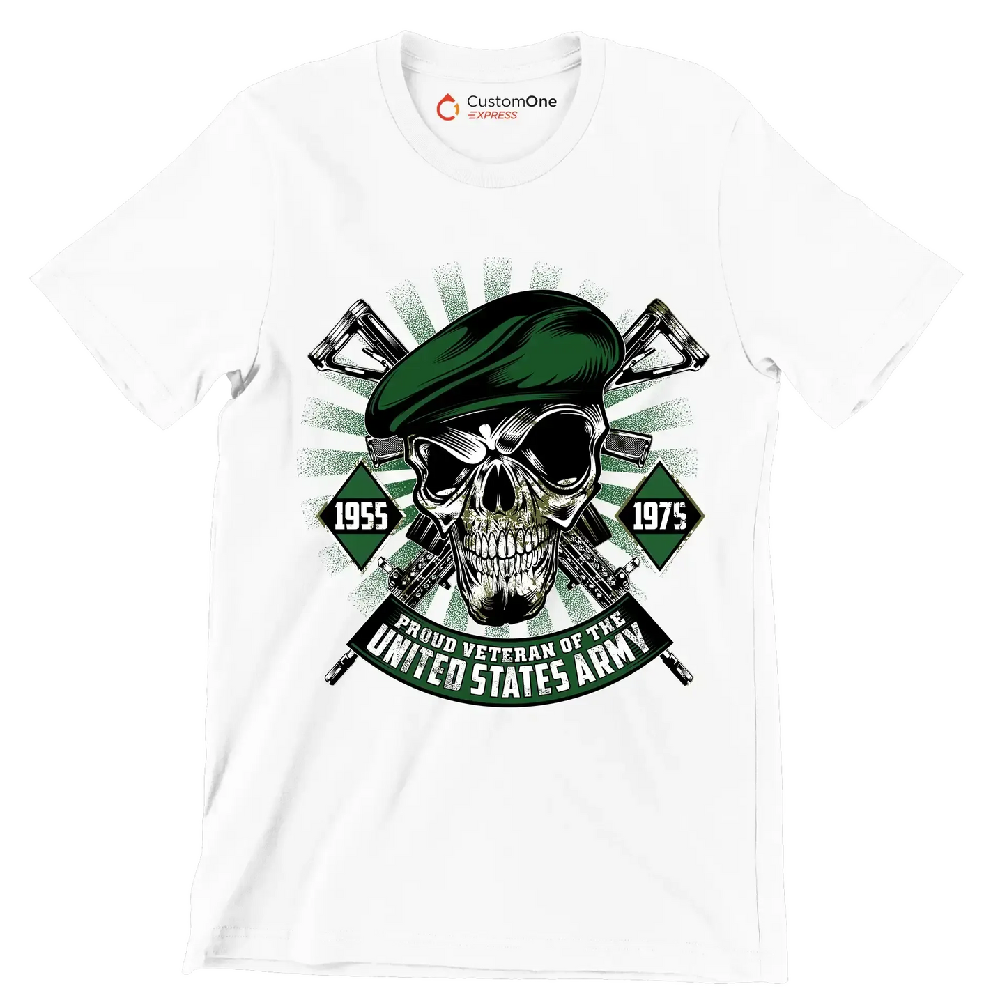 1955 1975 proud veteran of the united states army - Veterans Themed T-Shirt-White-S-Custom One Express