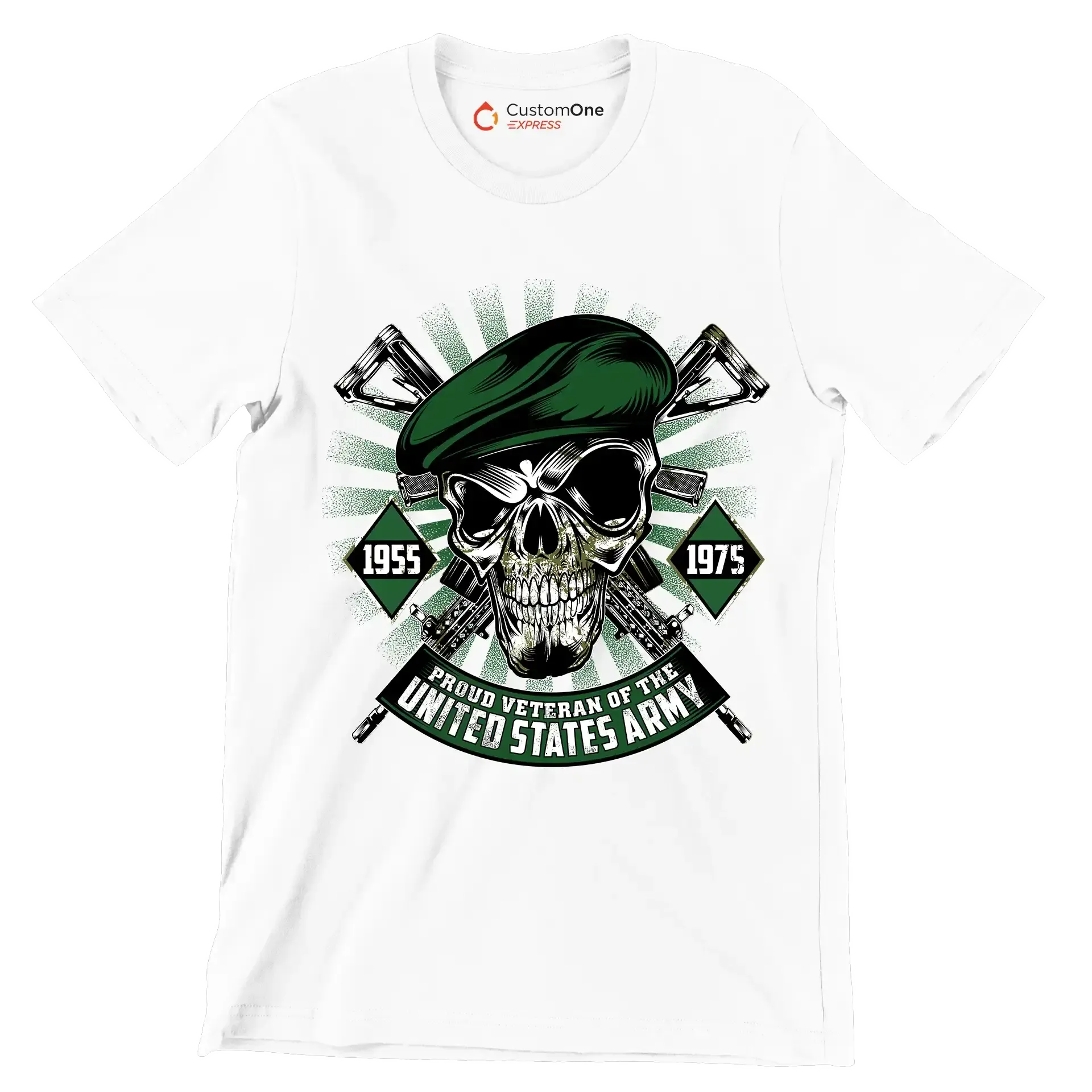 1955 1975 proud veteran of the united states army - Veterans Themed T-Shirt-White-S-Custom One Express