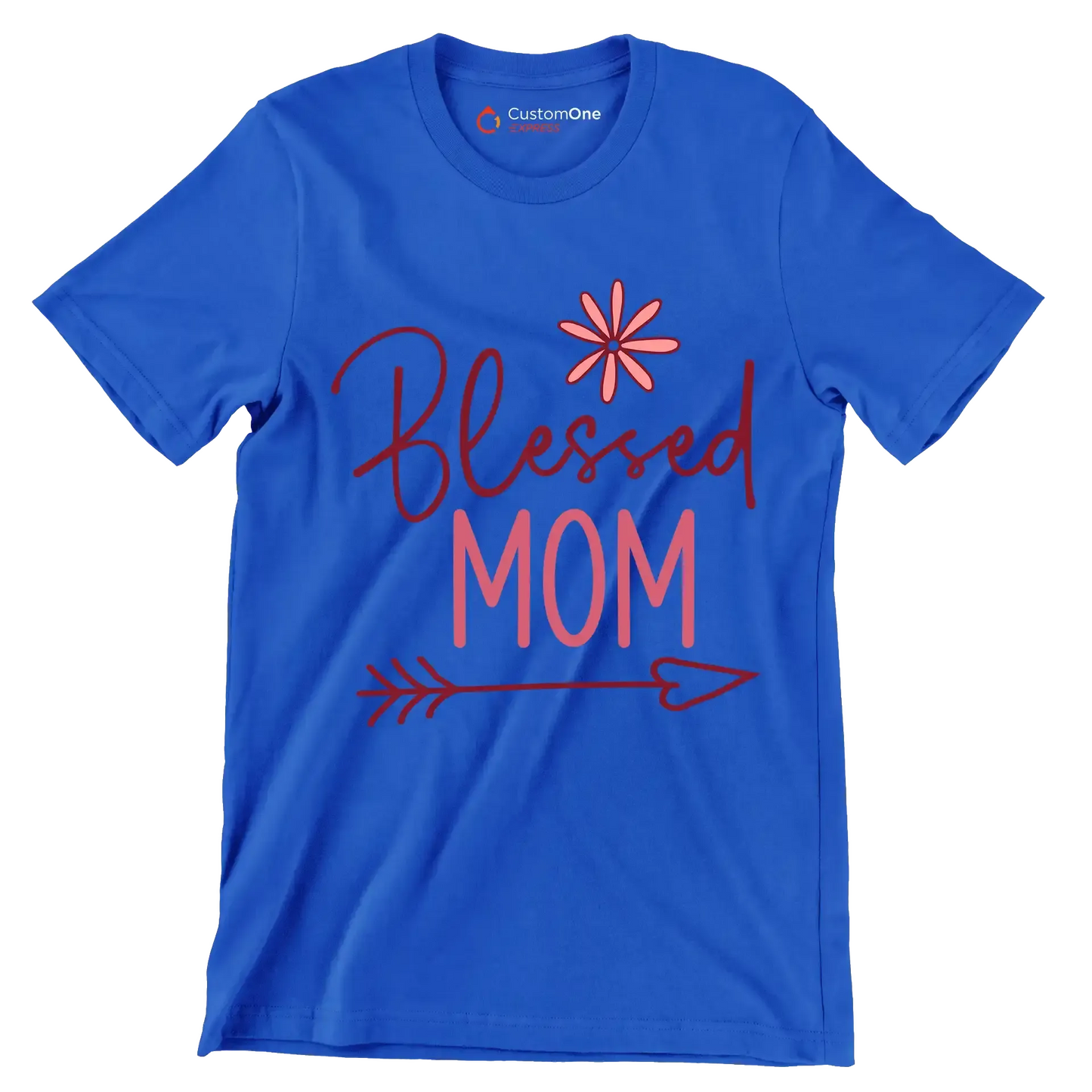 21029Blessed Mom - Mother’s Day T-Shirt-Blue-S-Custom One Express