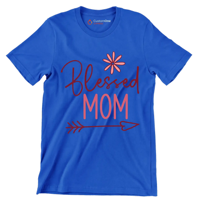 21029Blessed Mom - Mother’s Day T-Shirt-Blue-S-Custom One Express