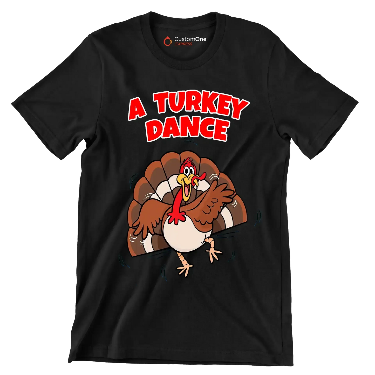 A Turkey Dance - Thanksgiving Themed T-Shirt-Black-S-Custom One Express
