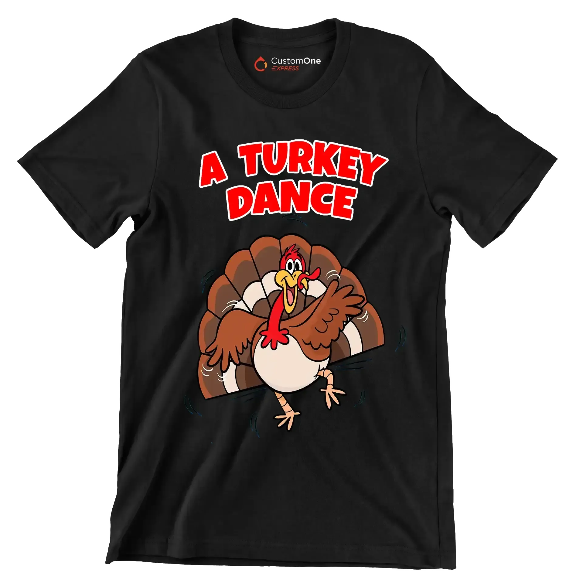 A Turkey Dance - Thanksgiving Themed T-Shirt-Black-S-Custom One Express