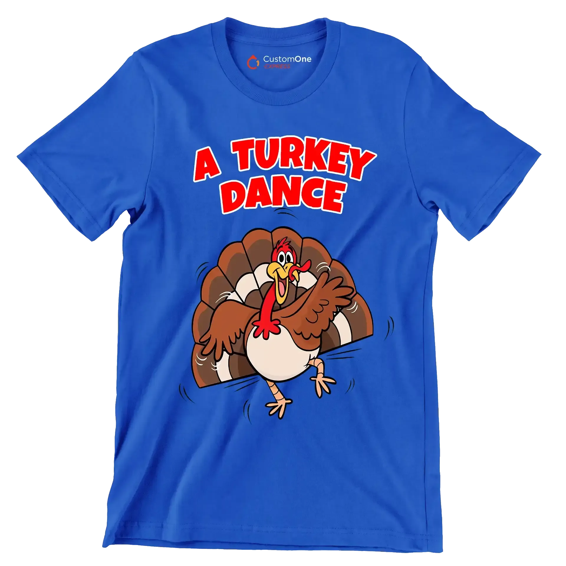 A Turkey Dance - Thanksgiving Themed T-Shirt-Blue-S-Custom One Express