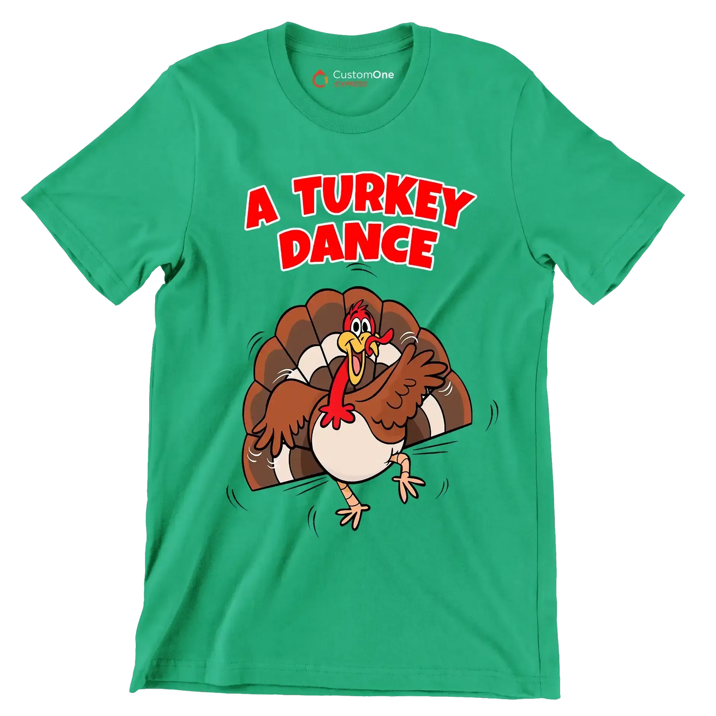 A Turkey Dance - Thanksgiving Themed T-Shirt-Green-S-Custom One Express