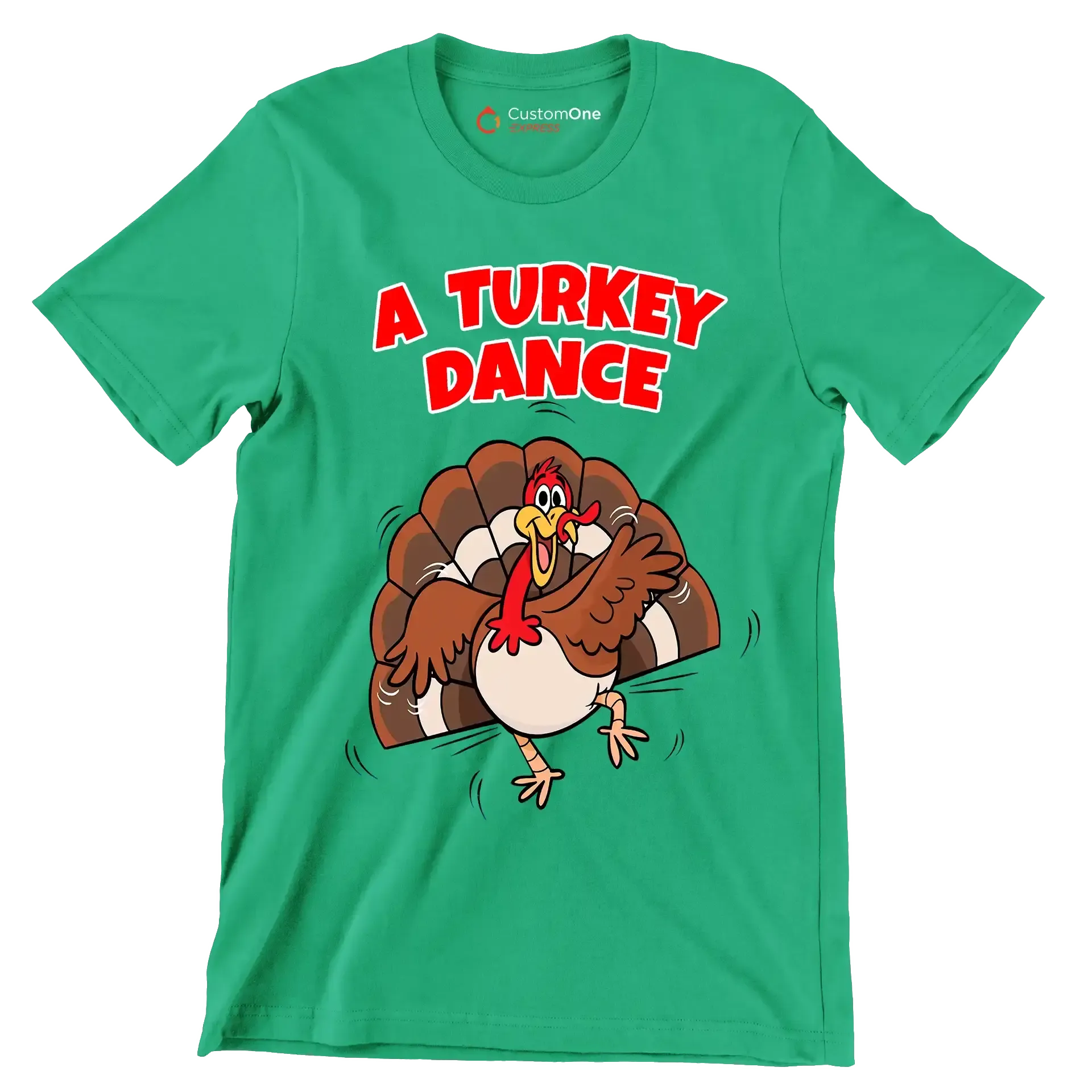 A Turkey Dance - Thanksgiving Themed T-Shirt-Green-S-Custom One Express