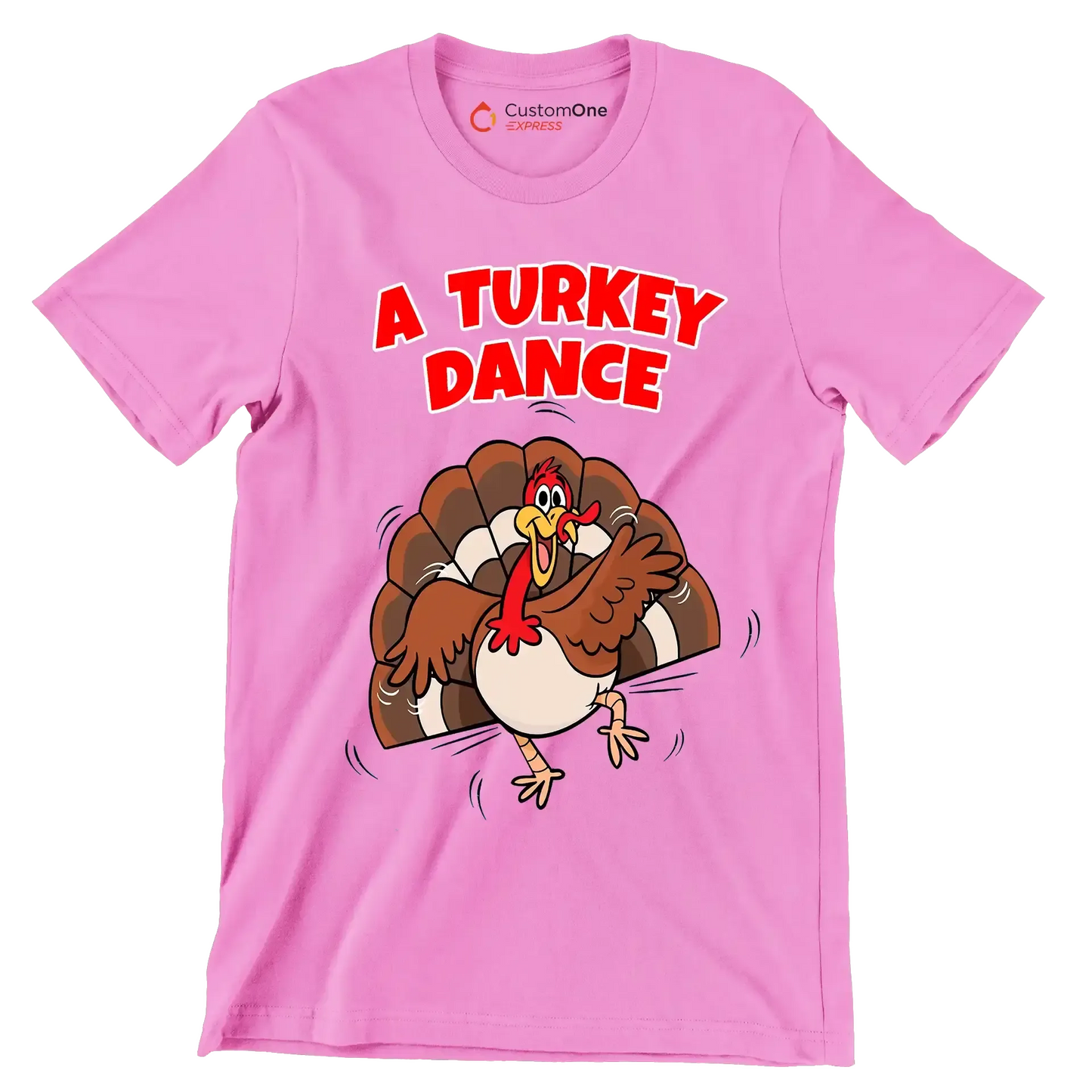 A Turkey Dance - Thanksgiving Themed T-Shirt-Pink-S-Custom One Express