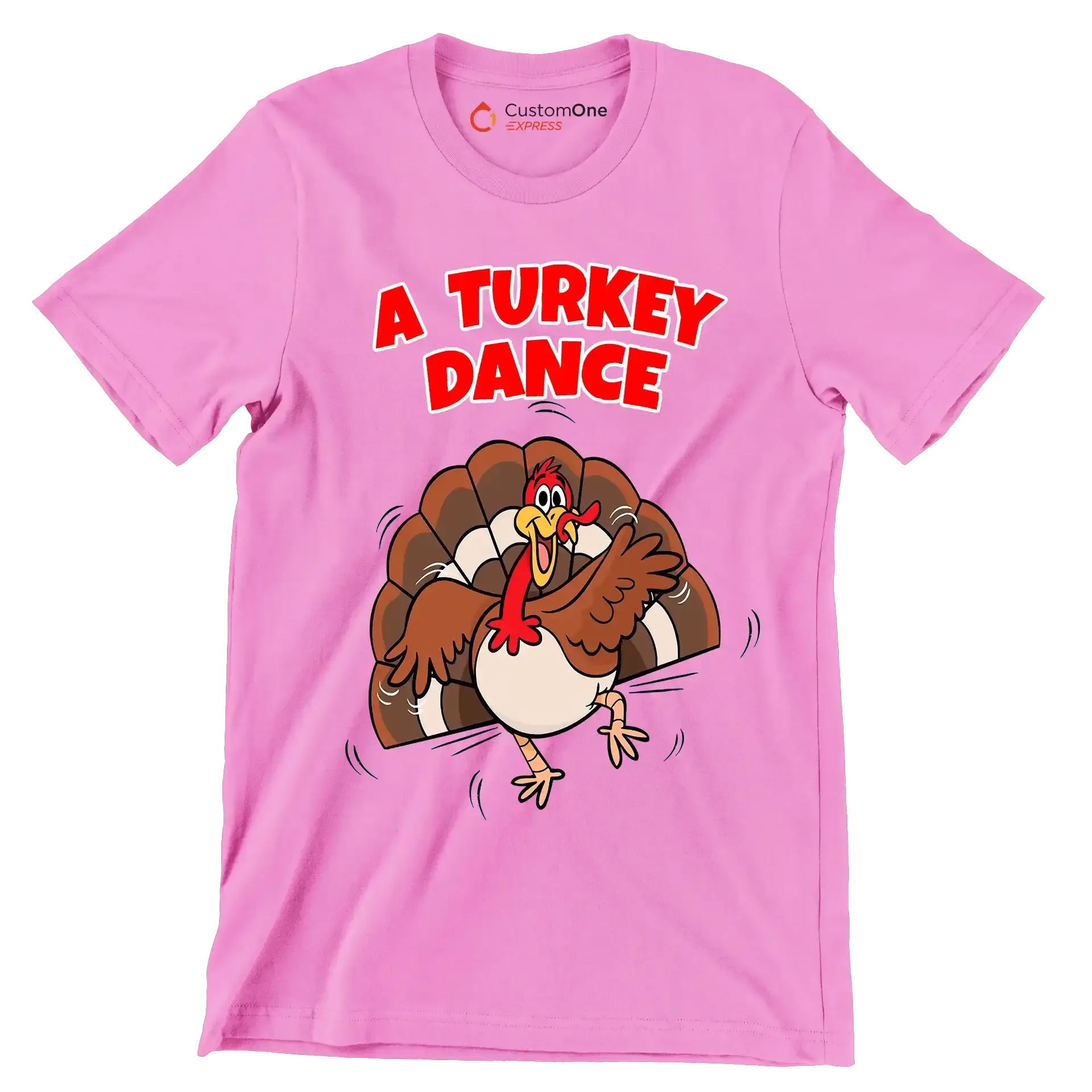 A Turkey Dance - Thanksgiving Themed T-Shirt-Pink-S-Custom One Express
