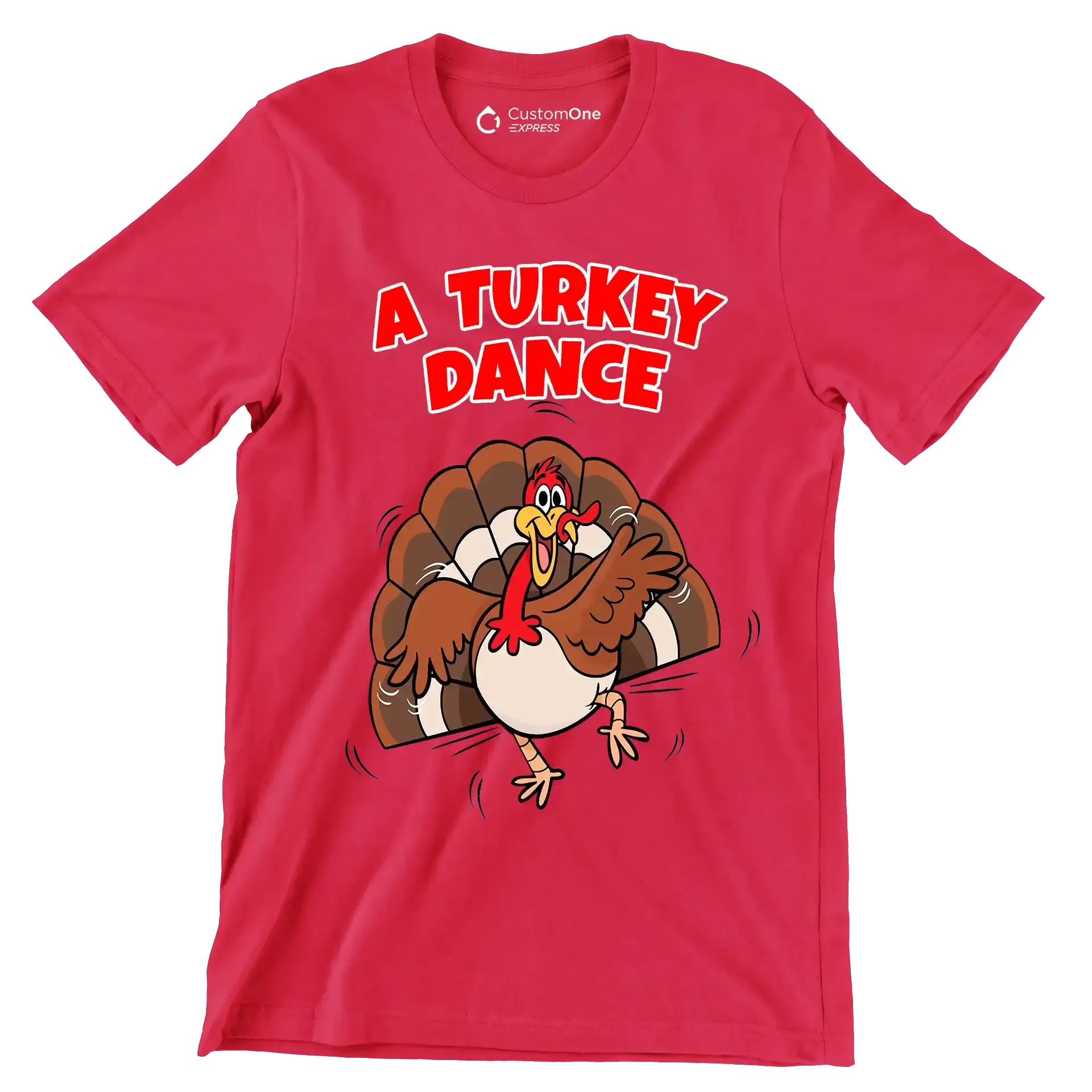 A Turkey Dance - Thanksgiving Themed T-Shirt-Red-S-Custom One Express