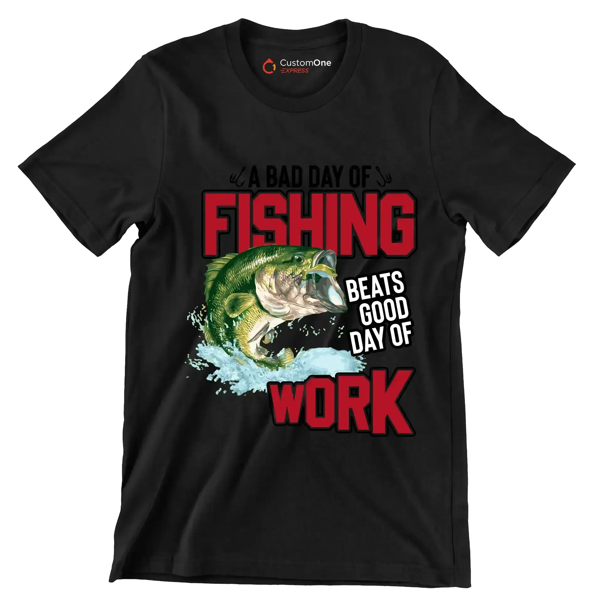 A bad day of fishing beats good day of work - Fishing Themed T-Shirt-Black-S-Custom One Express
