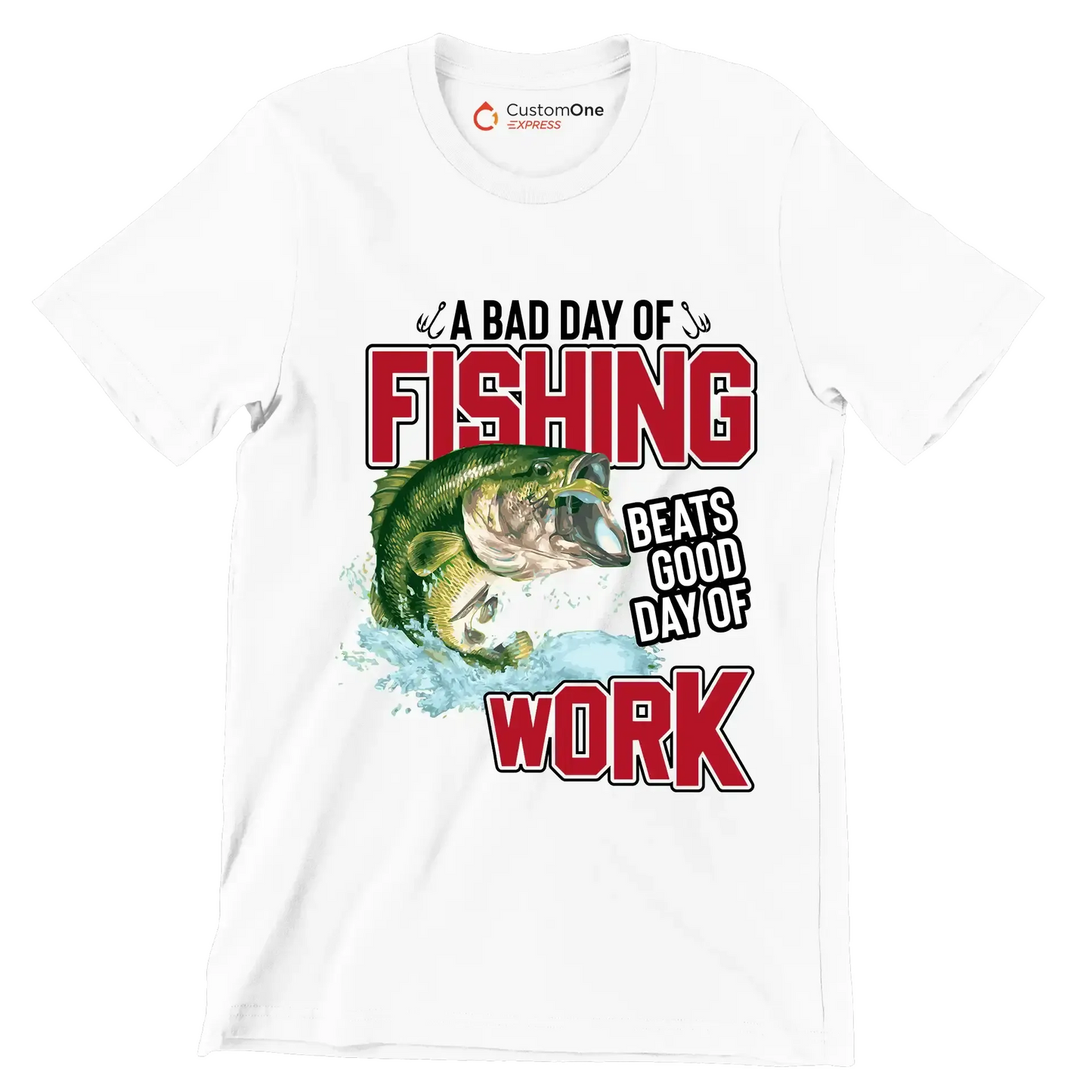 A bad day of fishing beats good day of work - Fishing Themed T-Shirt-White-S-Custom One Express
