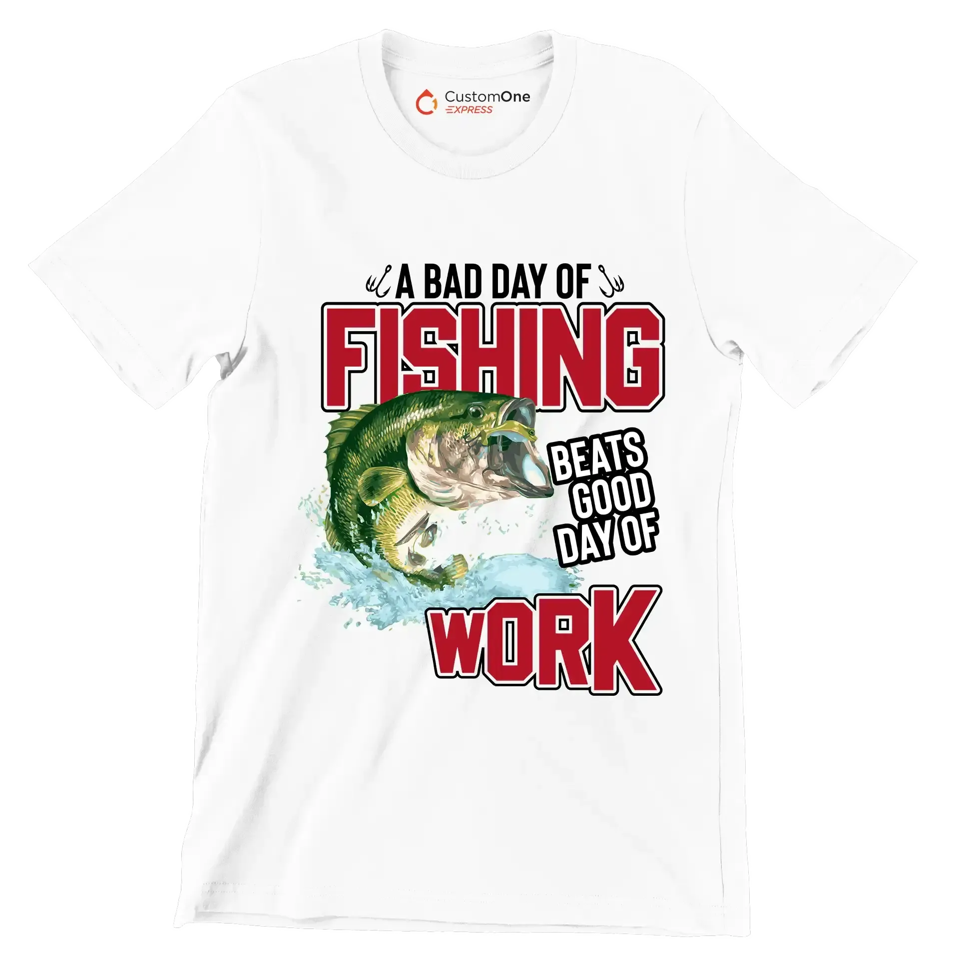 A bad day of fishing beats good day of work - Fishing Themed T-Shirt-White-S-Custom One Express
