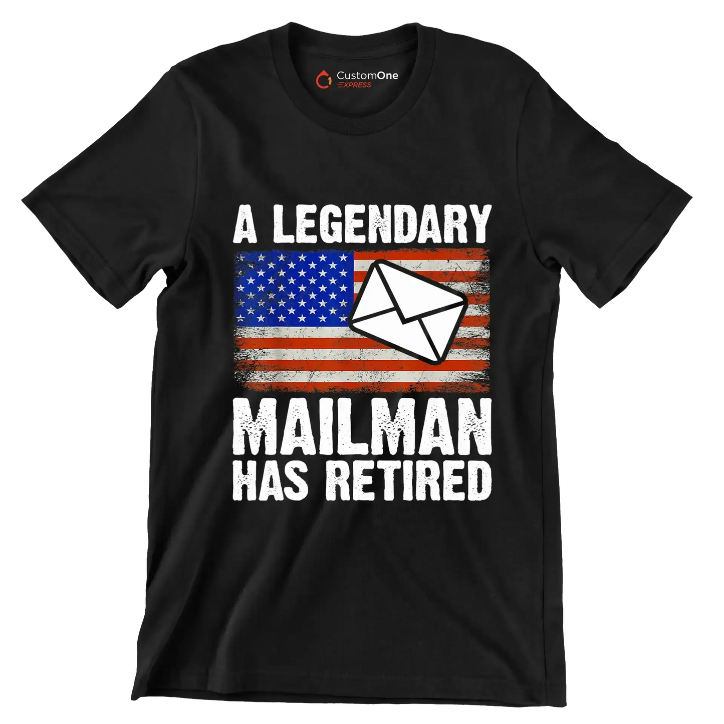 A legendary mailman has retired - Retirement Themed T-Shirt-Black-S-Custom One Express