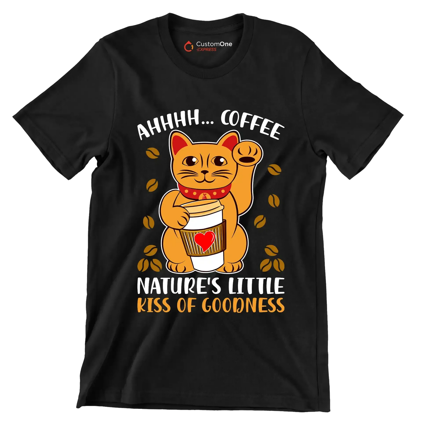 AHHHH... COFFEE NATURE'S LITTLE KISS OF GOODNESS - Coffee Themed T-Shirt-Black-S-Custom One Express