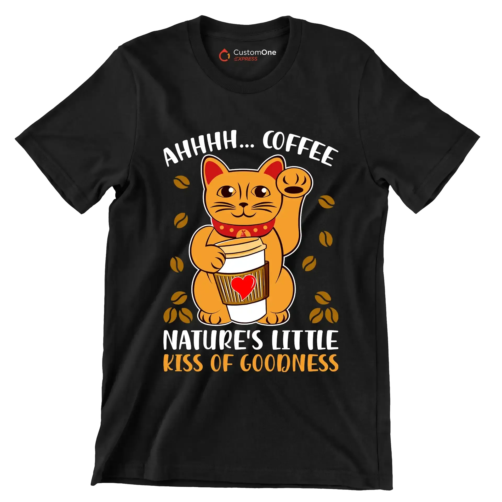 AHHHH... COFFEE NATURE'S LITTLE KISS OF GOODNESS - Coffee Themed T-Shirt-Black-S-Custom One Express