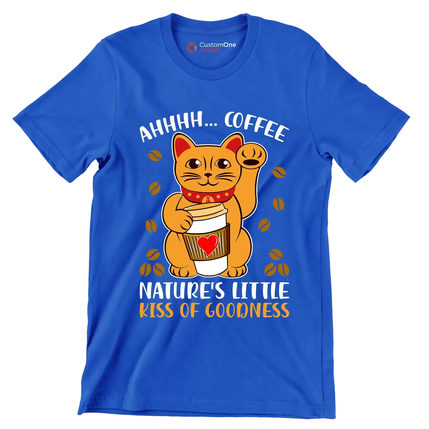AHHHH... COFFEE NATURE'S LITTLE KISS OF GOODNESS - Coffee Themed T-Shirt-Blue-S-Custom One Express