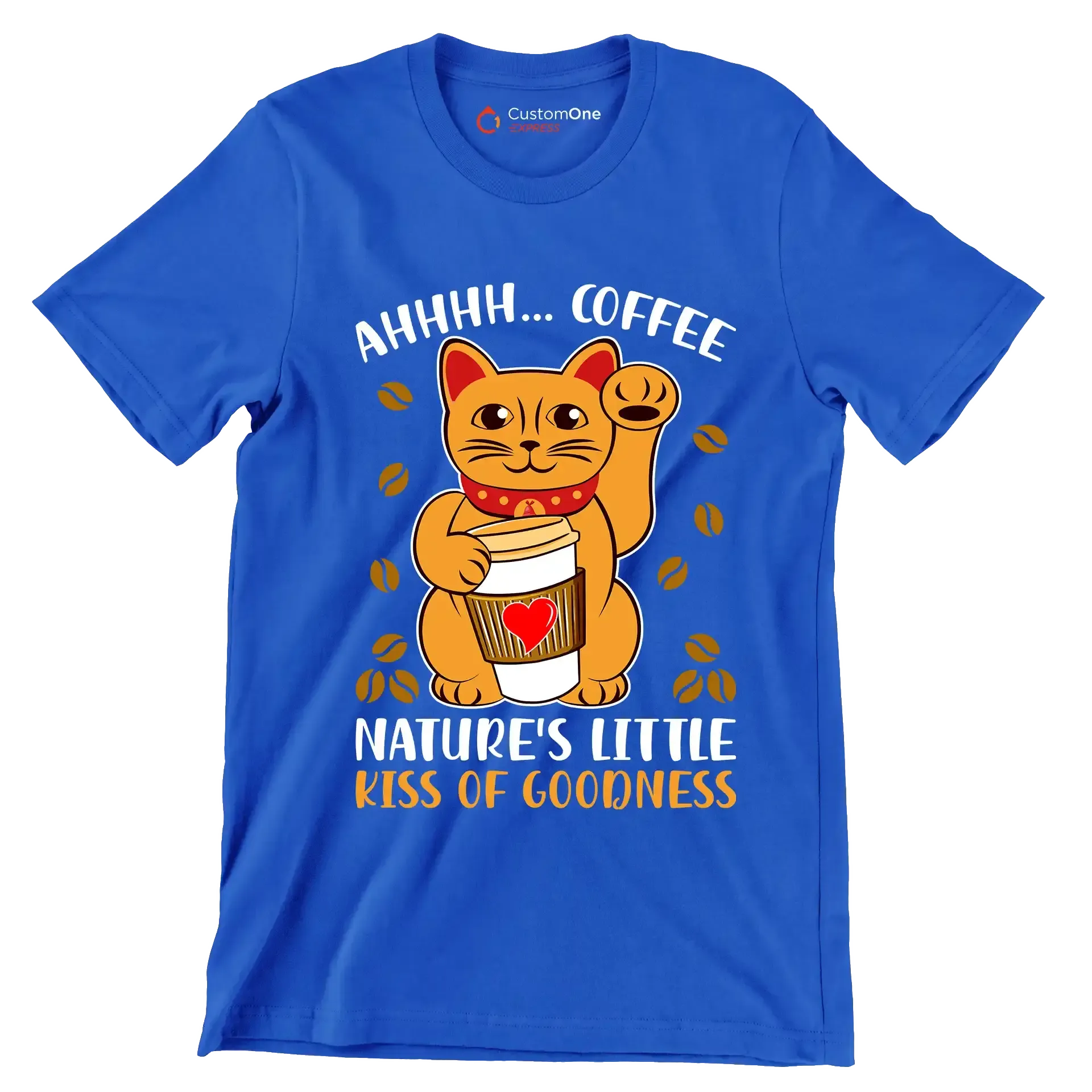 AHHHH... COFFEE NATURE'S LITTLE KISS OF GOODNESS - Coffee Themed T-Shirt-Blue-S-Custom One Express