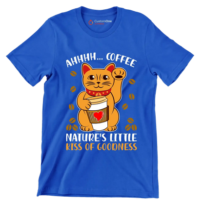 AHHHH... COFFEE NATURE'S LITTLE KISS OF GOODNESS - Coffee Themed T-Shirt-Blue-S-Custom One Express
