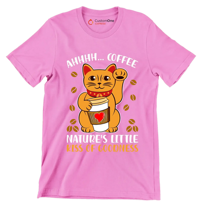 AHHHH... COFFEE NATURE'S LITTLE KISS OF GOODNESS - Coffee Themed T-Shirt-Pink-S-Custom One Express