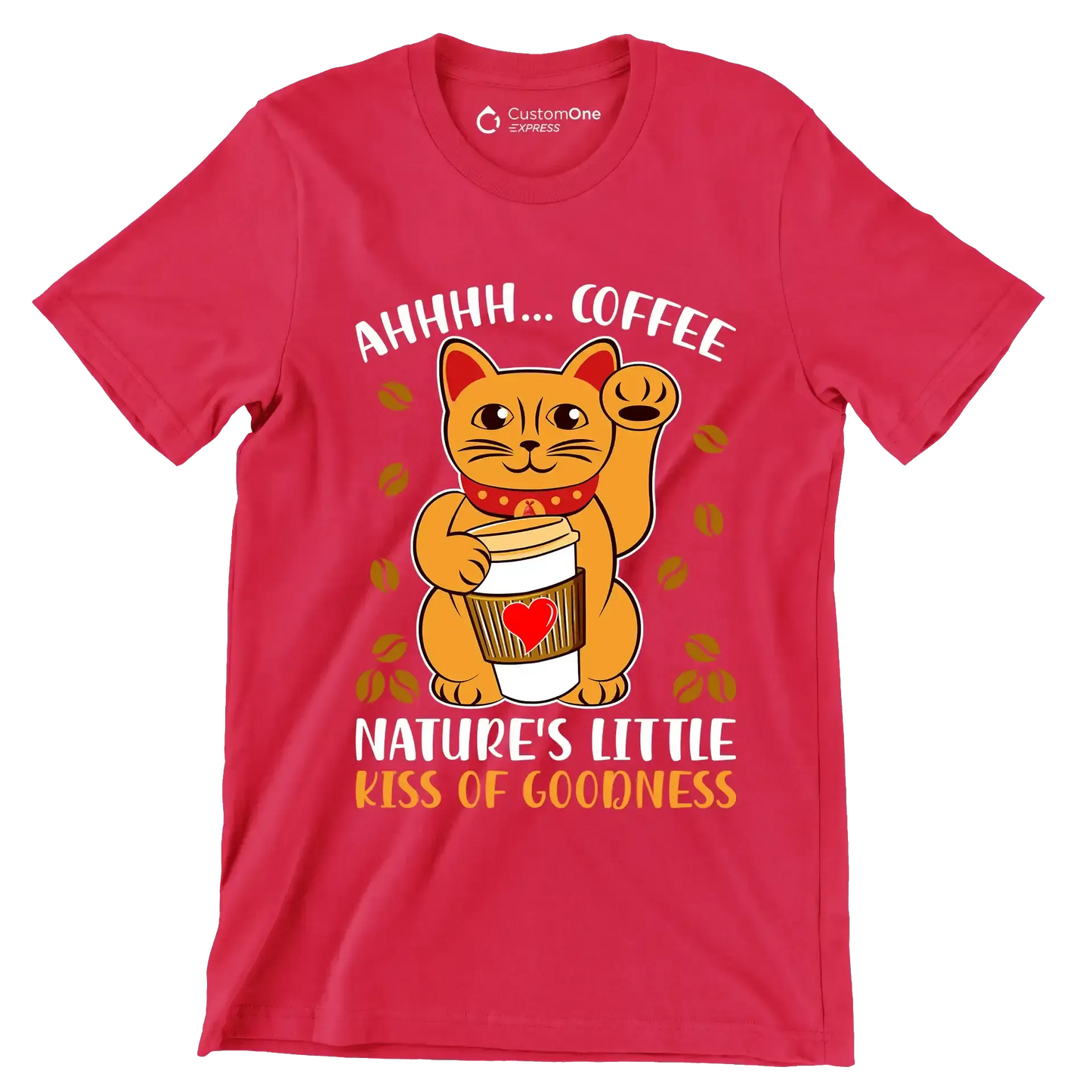 AHHHH... COFFEE NATURE'S LITTLE KISS OF GOODNESS - Coffee Themed T-Shirt-Red-S-Custom One Express