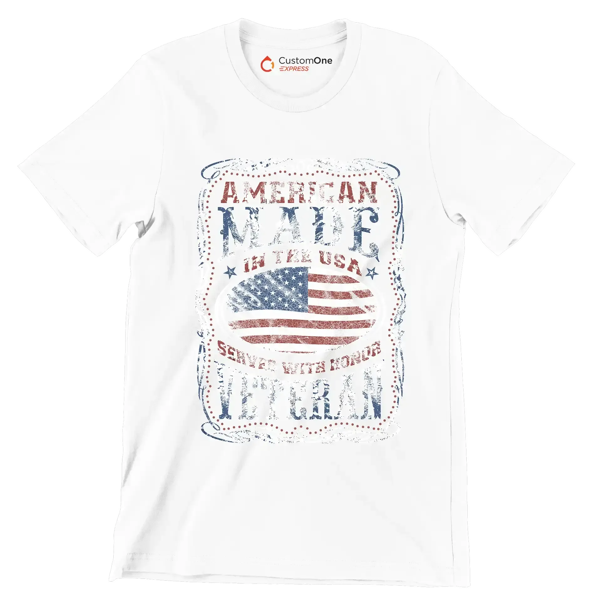 AMERICAN MADE IN THE USA SERVED WITH HONOR VETERAN - Veterans Themed T-Shirt-White-S-Custom One Express