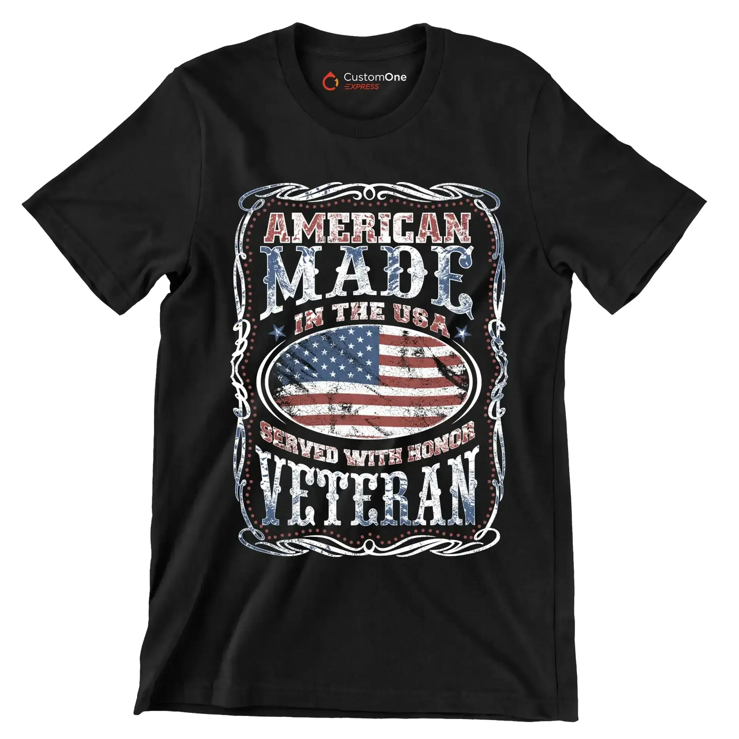 AMERICAN MADE IN THE USA SERVED WITH HONOR VETERAN copy - Veterans Themed T-Shirt-Black-S-Custom One Express