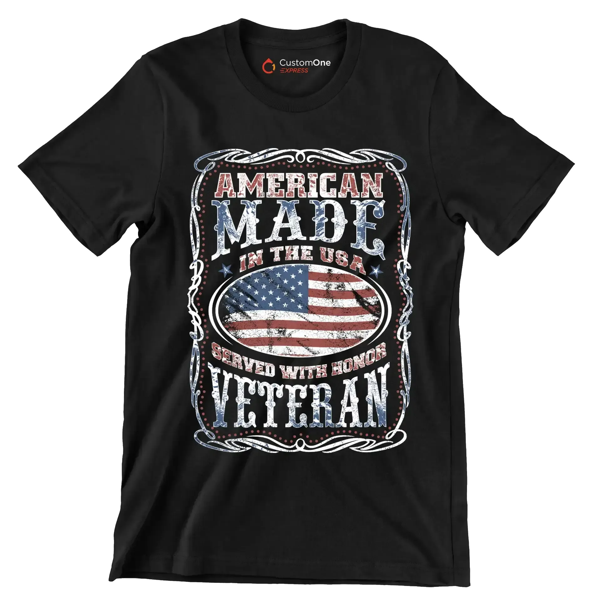 AMERICAN MADE IN THE USA SERVED WITH HONOR VETERAN copy - Veterans Themed T-Shirt-Black-S-Custom One Express