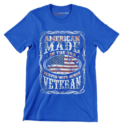 AMERICAN MADE IN THE USA SERVED WITH HONOR VETERAN copy - Veterans Themed T-Shirt-Blue-S-Custom One Express