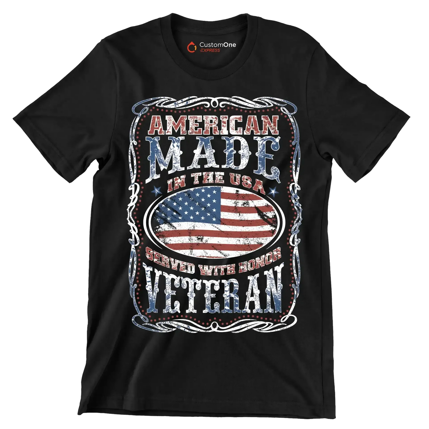 AMERICAN MADE IN THE USA SERVED WITH HONOR VETERAN.png - Veterans Themed T-Shirt-Black-Custom One Express