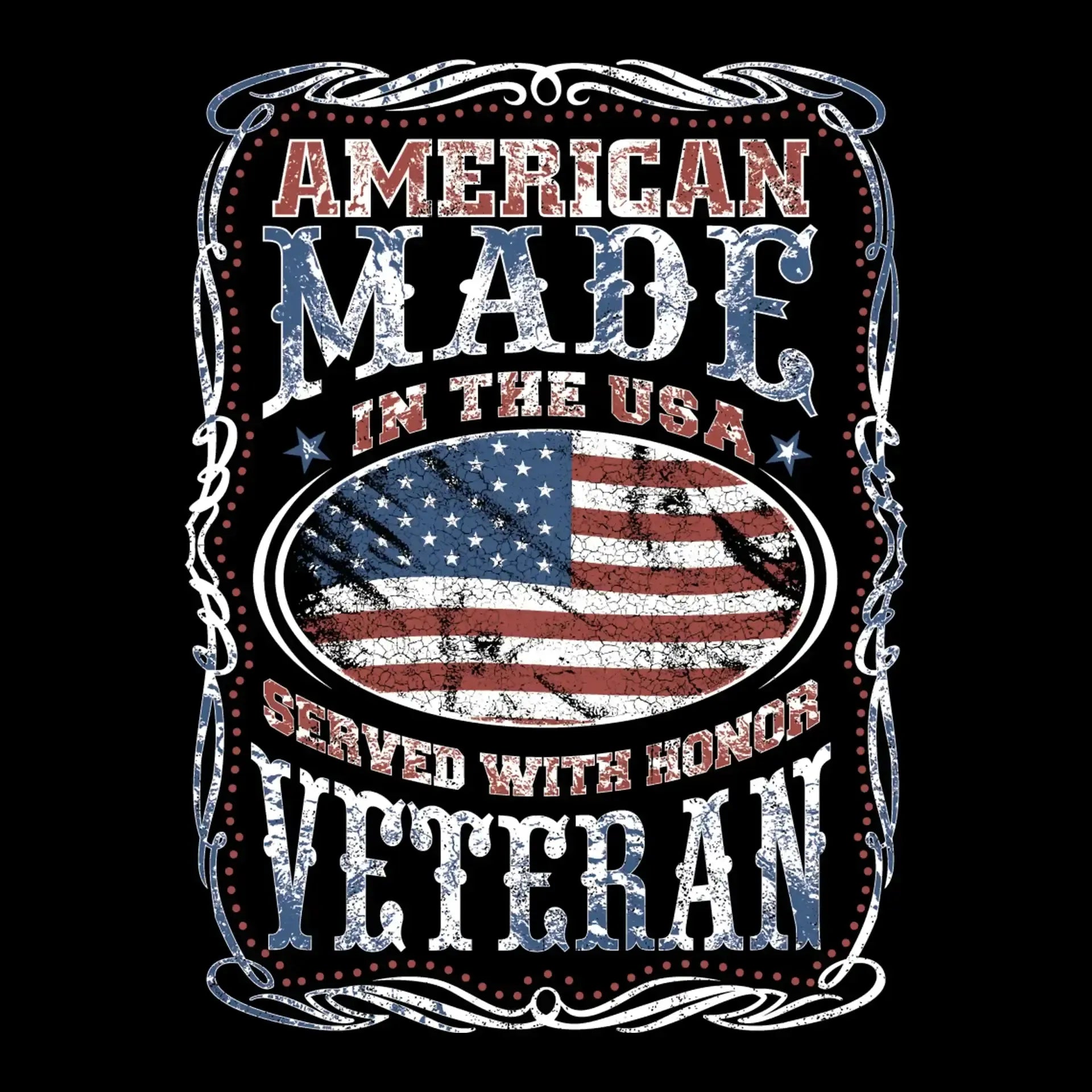 AMERICAN MADE IN THE USA SERVED WITH HONOR VETERAN.png - Veterans Themed T-Shirt-Black-Custom One Express