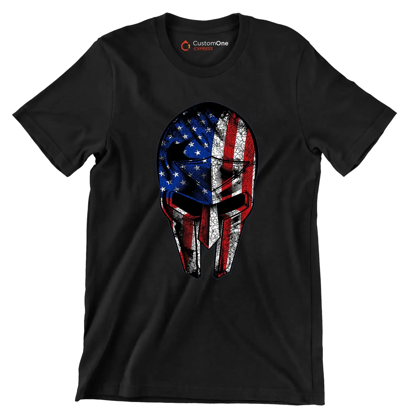 AMERICAN WARRIOR MASK ILLUSTRATION - Veterans Themed T-Shirt-Black-S-Custom One Express