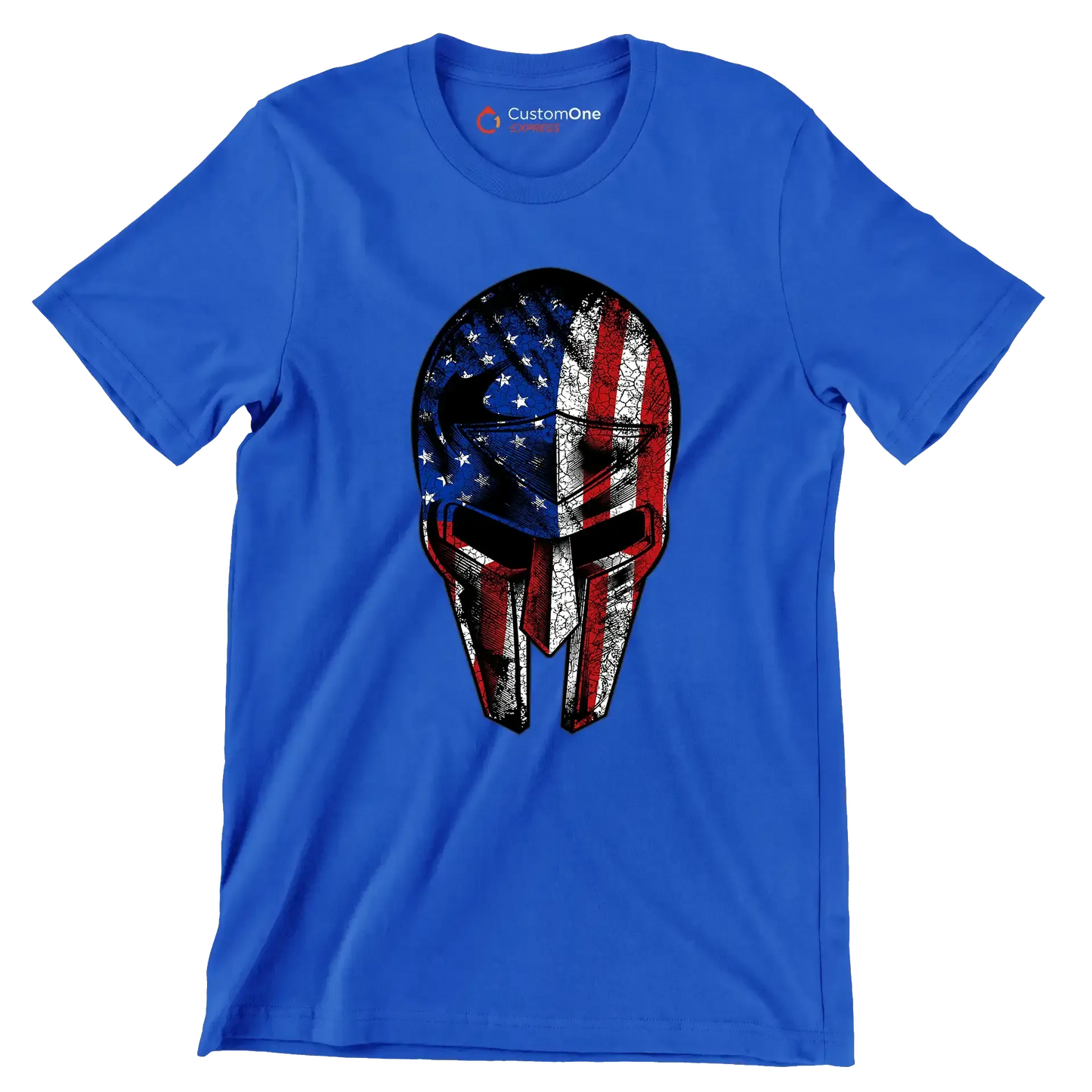 AMERICAN WARRIOR MASK ILLUSTRATION - Veterans Themed T-Shirt-Blue-S-Custom One Express