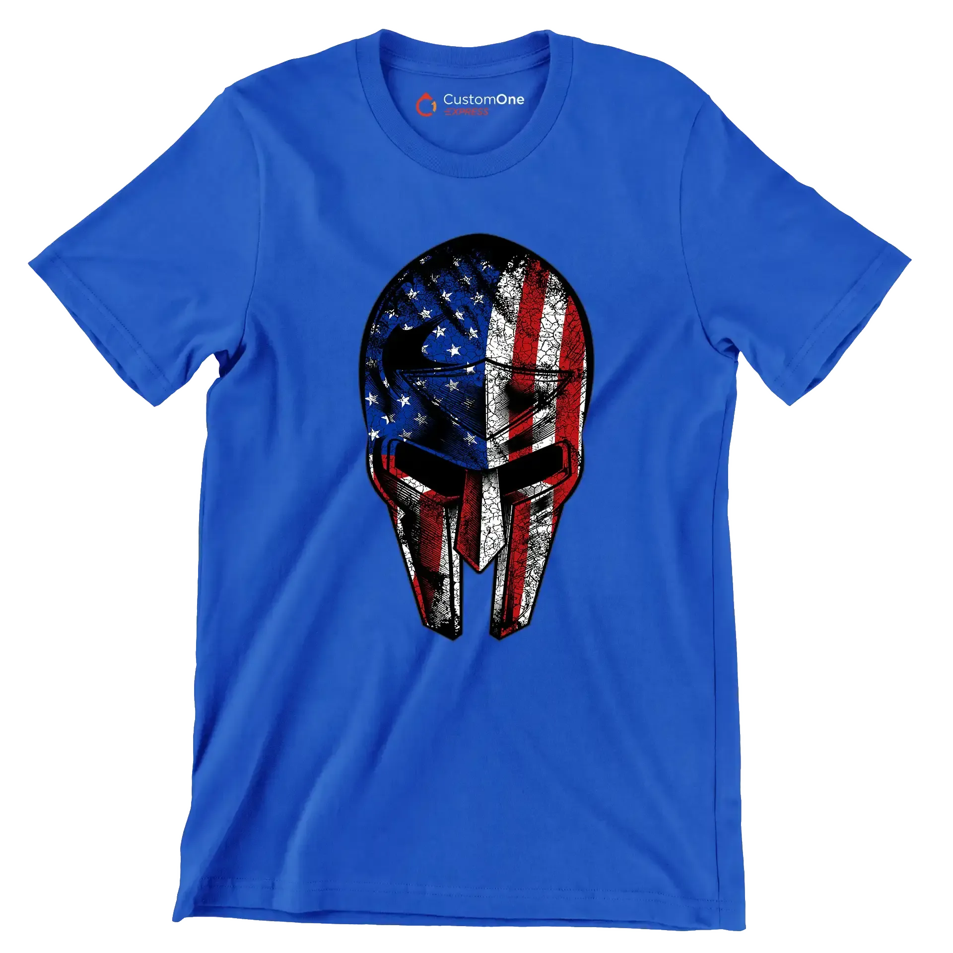 AMERICAN WARRIOR MASK ILLUSTRATION - Veterans Themed T-Shirt-Blue-S-Custom One Express