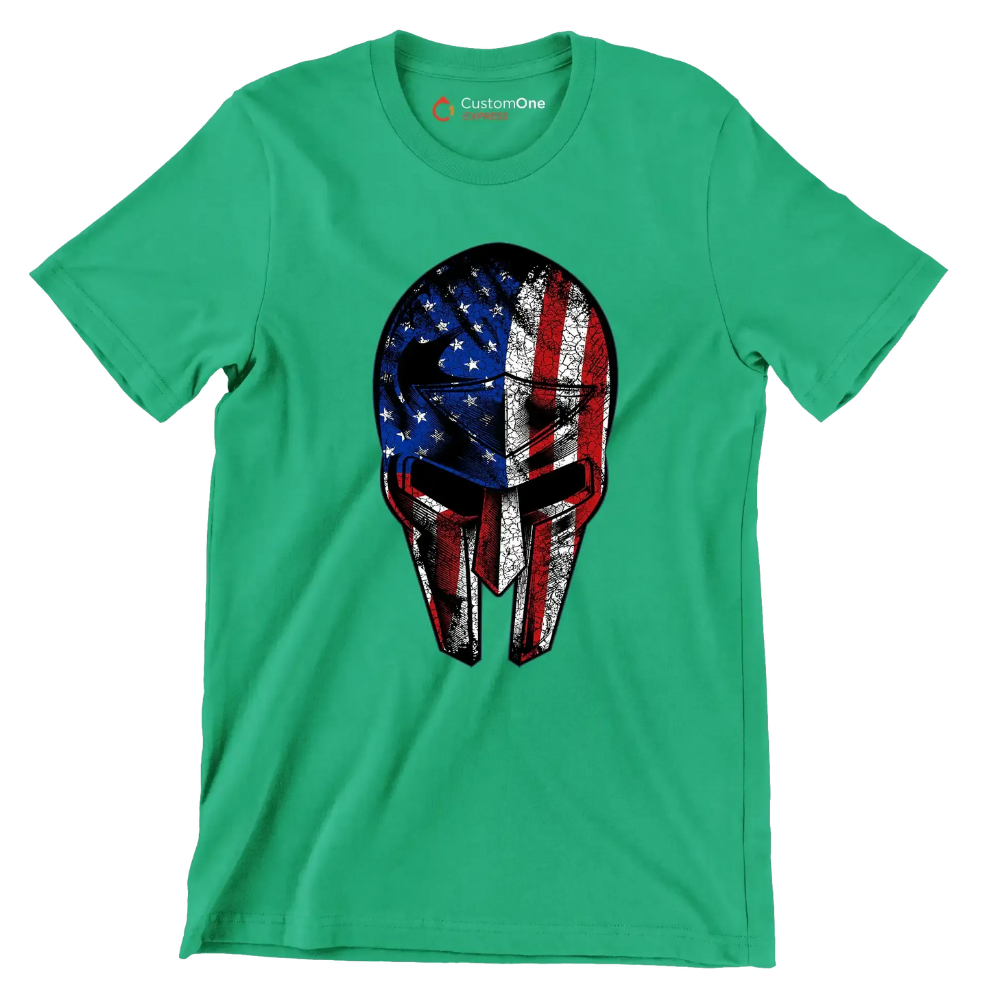 AMERICAN WARRIOR MASK ILLUSTRATION - Veterans Themed T-Shirt-Green-S-Custom One Express