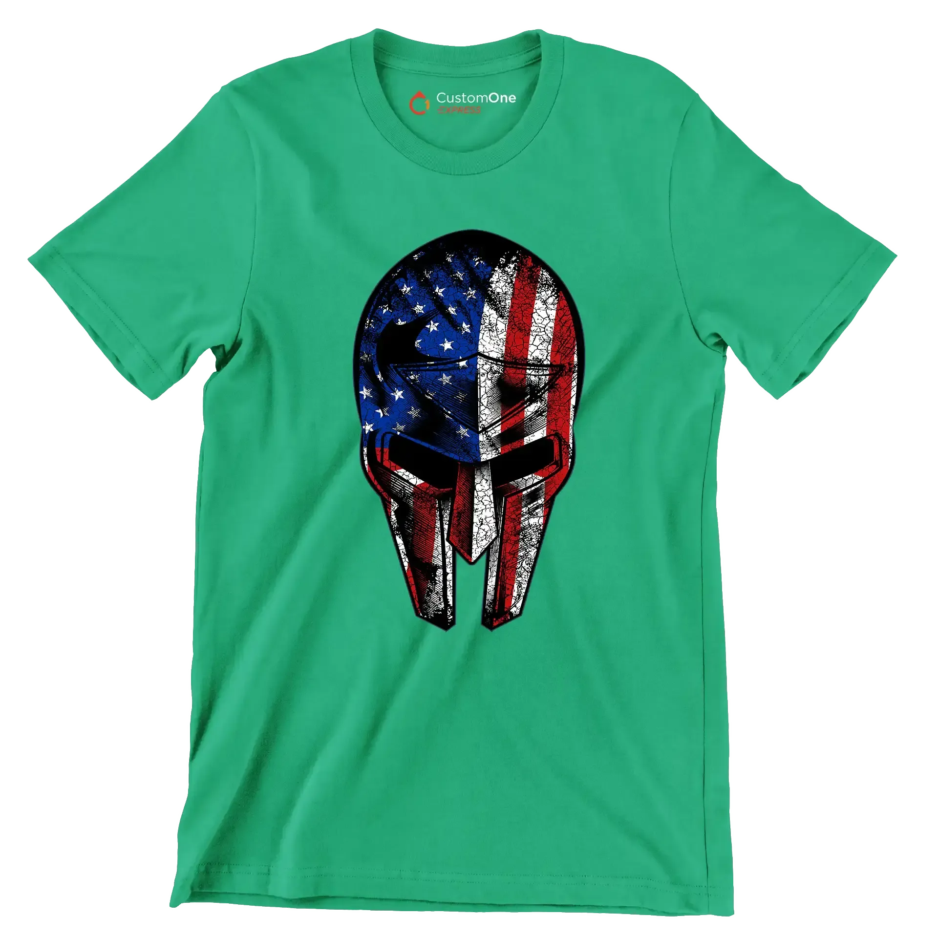 AMERICAN WARRIOR MASK ILLUSTRATION - Veterans Themed T-Shirt-Green-S-Custom One Express