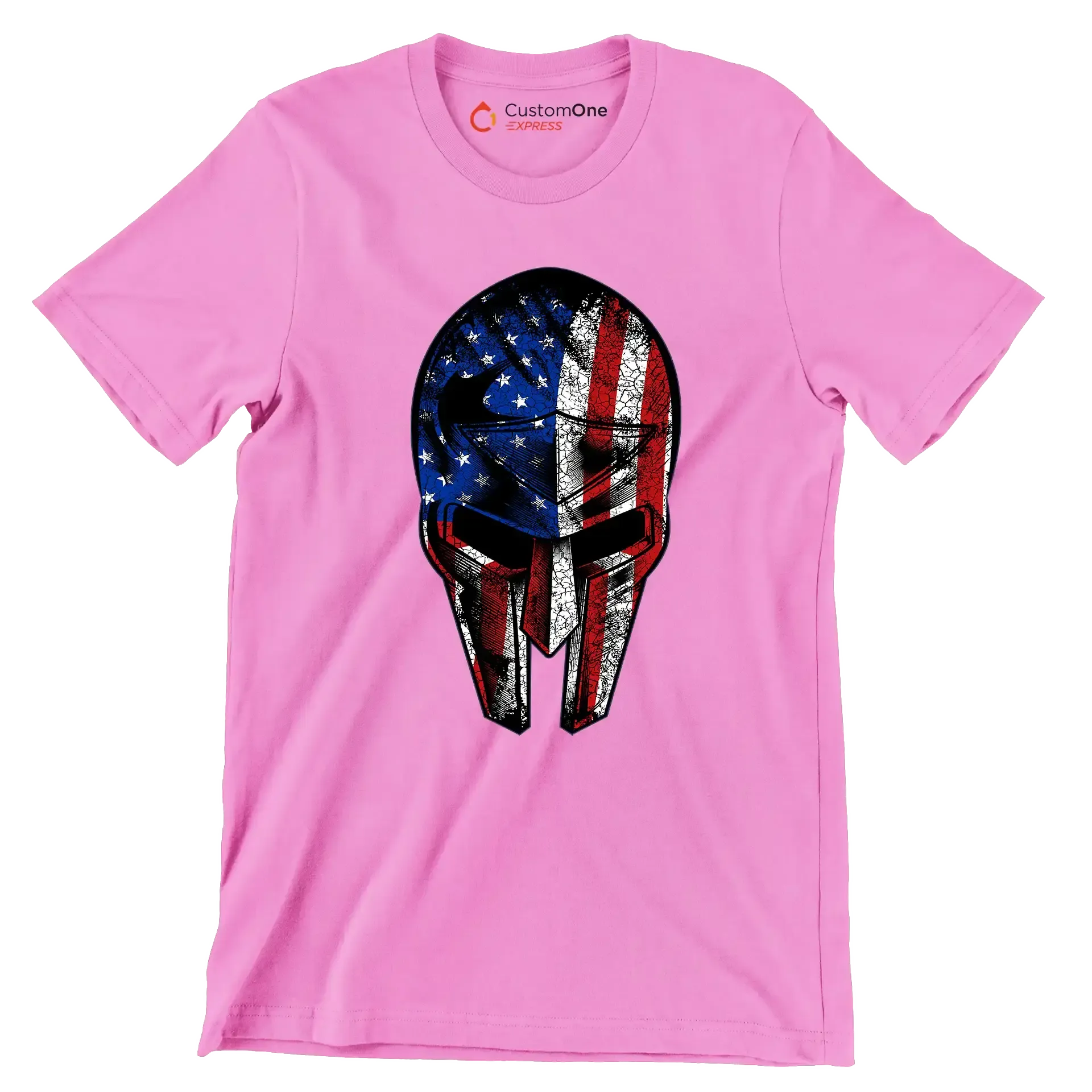 AMERICAN WARRIOR MASK ILLUSTRATION - Veterans Themed T-Shirt-Pink-S-Custom One Express