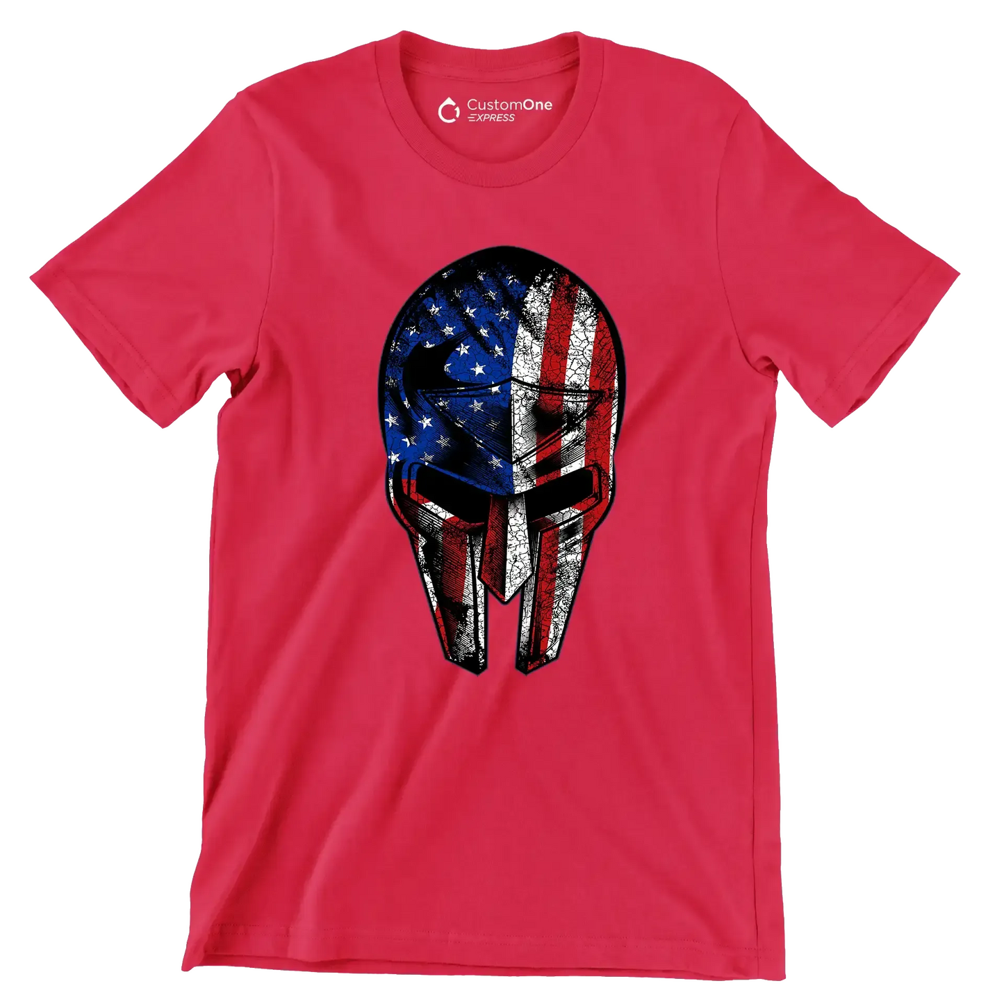 AMERICAN WARRIOR MASK ILLUSTRATION - Veterans Themed T-Shirt-Red-S-Custom One Express