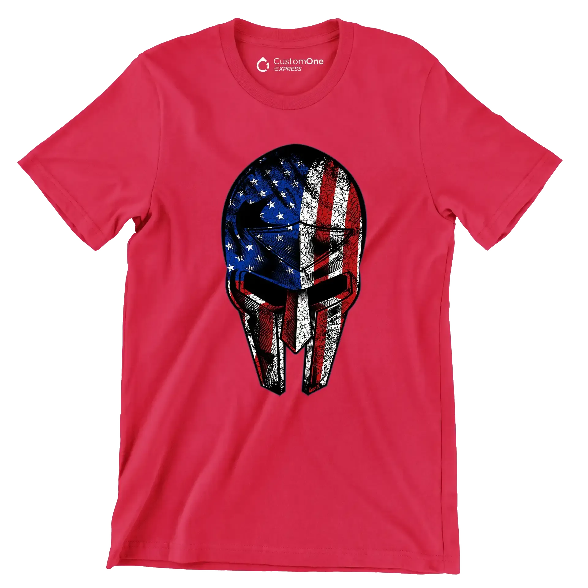 AMERICAN WARRIOR MASK ILLUSTRATION - Veterans Themed T-Shirt-Red-S-Custom One Express