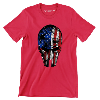 AMERICAN WARRIOR MASK ILLUSTRATION - Veterans Themed T-Shirt-Red-S-Custom One Express
