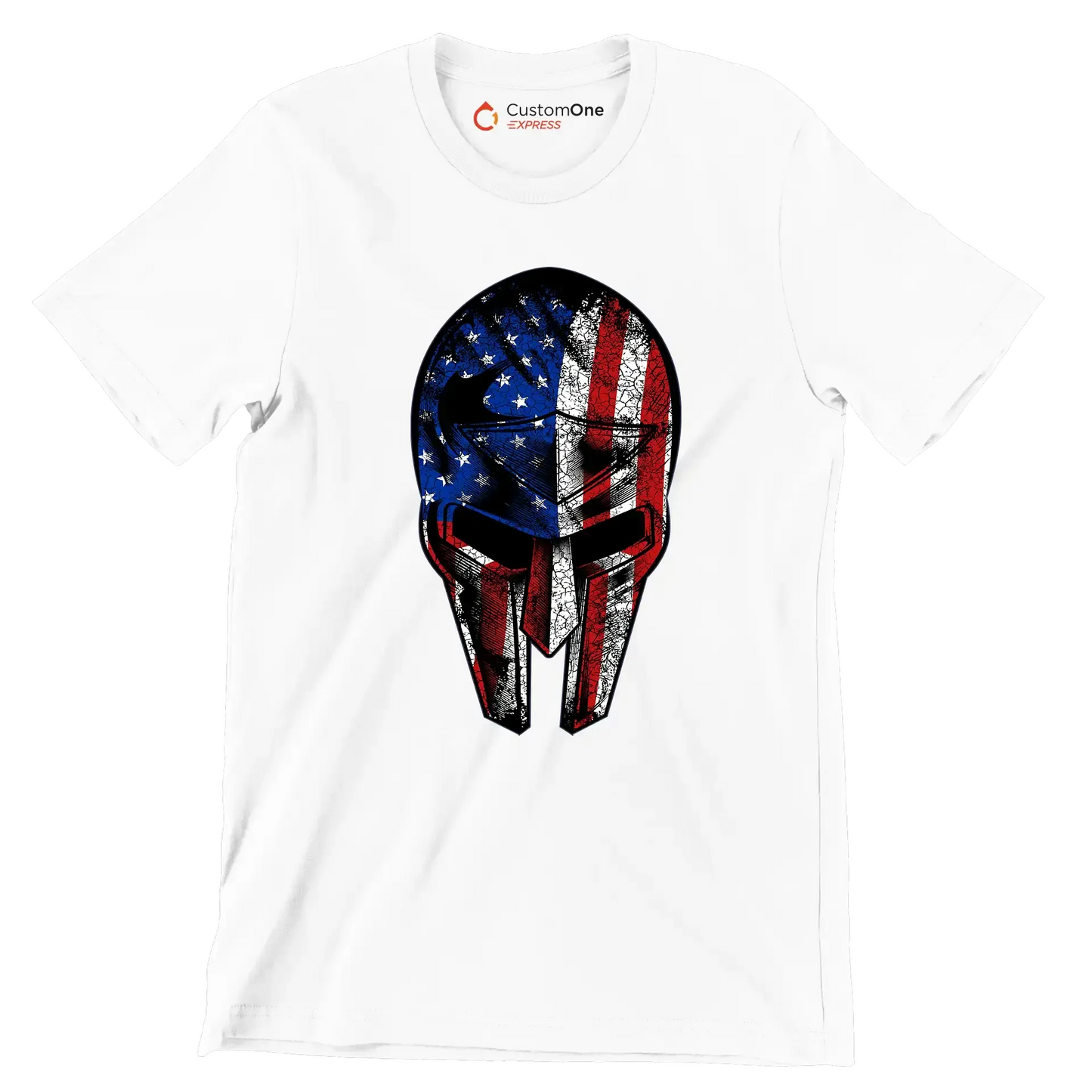 AMERICAN WARRIOR MASK ILLUSTRATION - Veterans Themed T-Shirt-White-S-Custom One Express